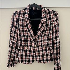 NWOT SALE! Tahari PLAID NOTCH LAPEL TWEED BLAZER Size 8